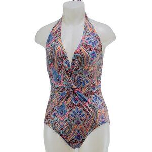JANTZEN Women's Swimsuit Multicolor Paisley Halter